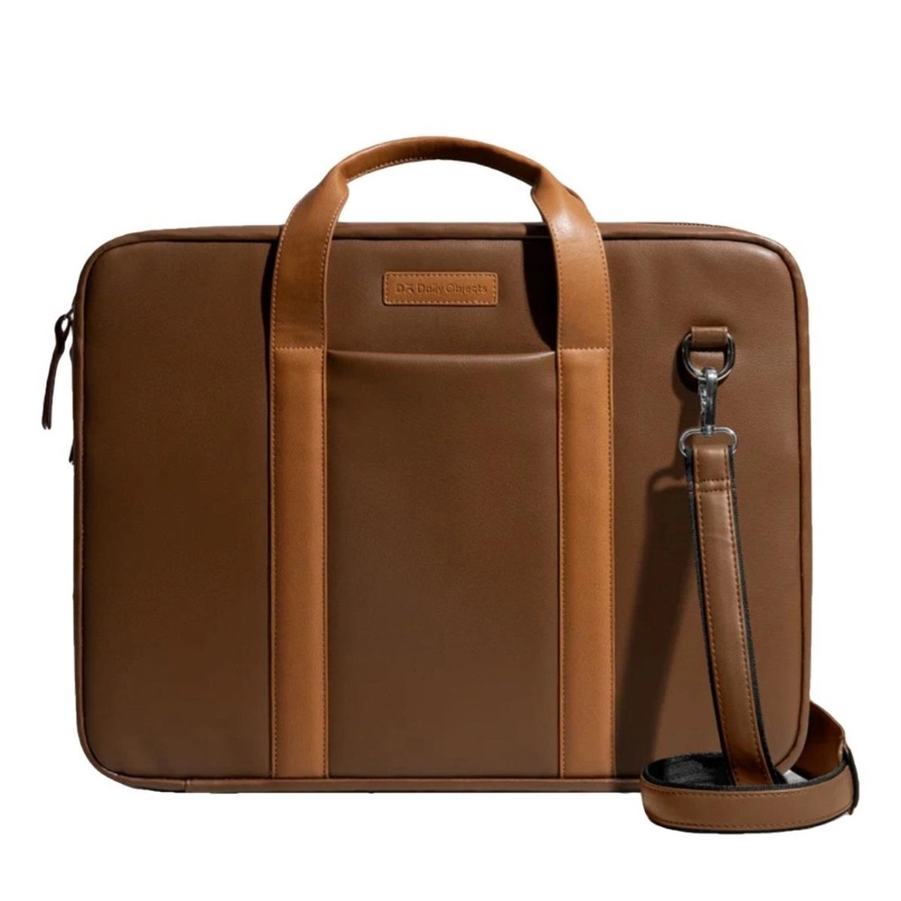 Elegant Tan Vegan Leather Laptop Bag for Men